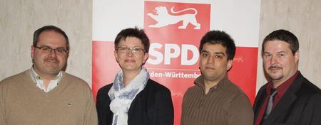 Die Calwer SPD-Kreisvorsitzende Saskia Esken mit ihren drei Stellvertretern (von links) Renato Fontes, Zishan Shaid und Andreas Röhm.