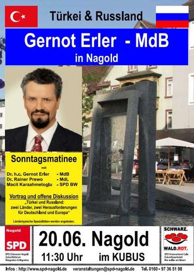 Plakat Gernot Erler in Nagold